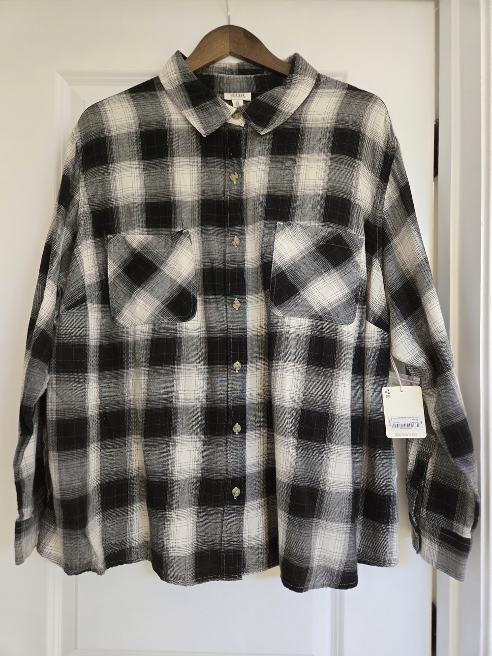 a.n.a Black and White Plaid Shirt